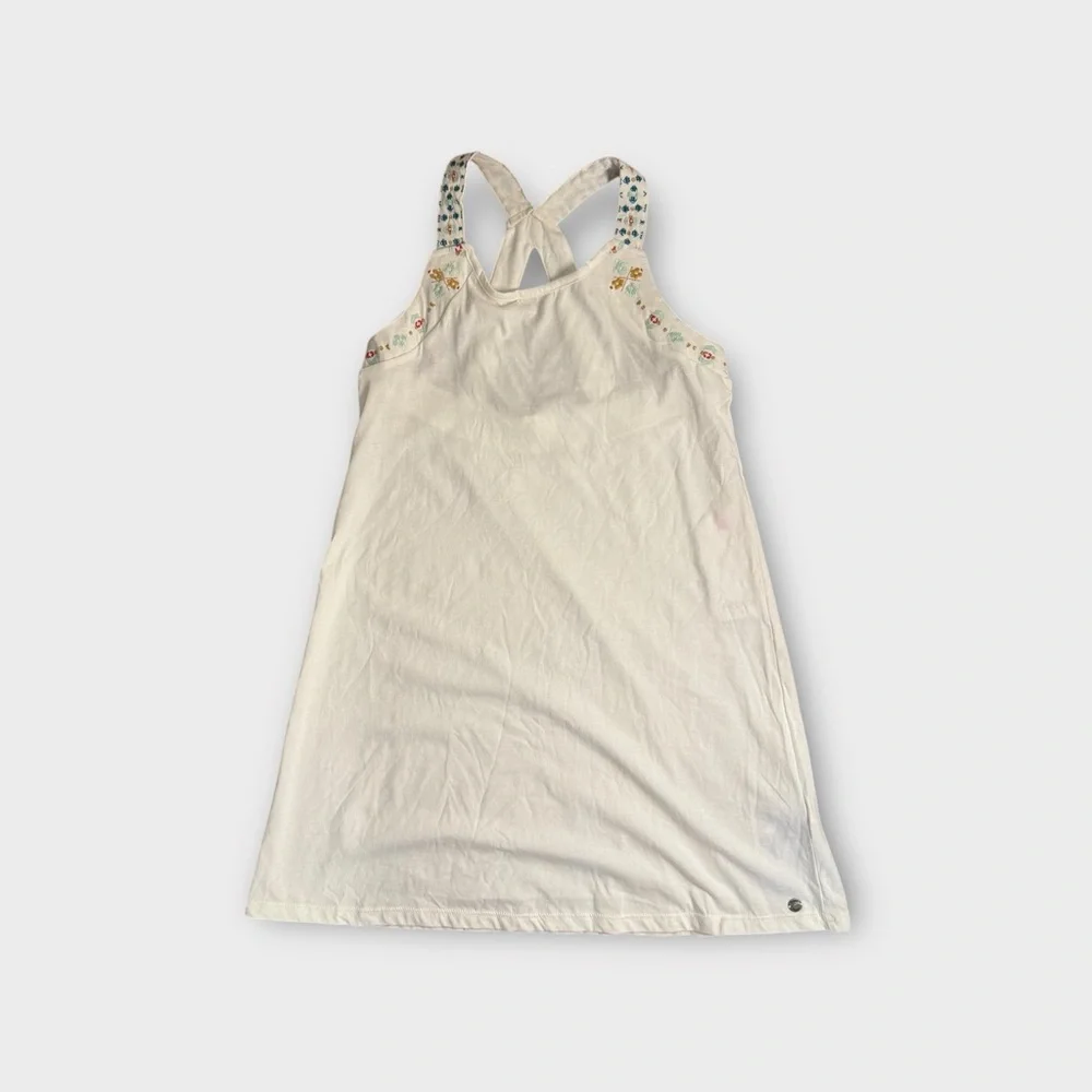 Roxy White Embroidered Trim Racer Back White Summer Dress